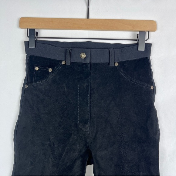 Vintage Black Suede Front and Spandex Women's Straight Leg Pants XS MITCHIE'S - Picture 4 of 8